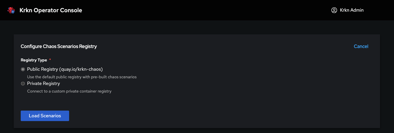 Select Scenario Registry