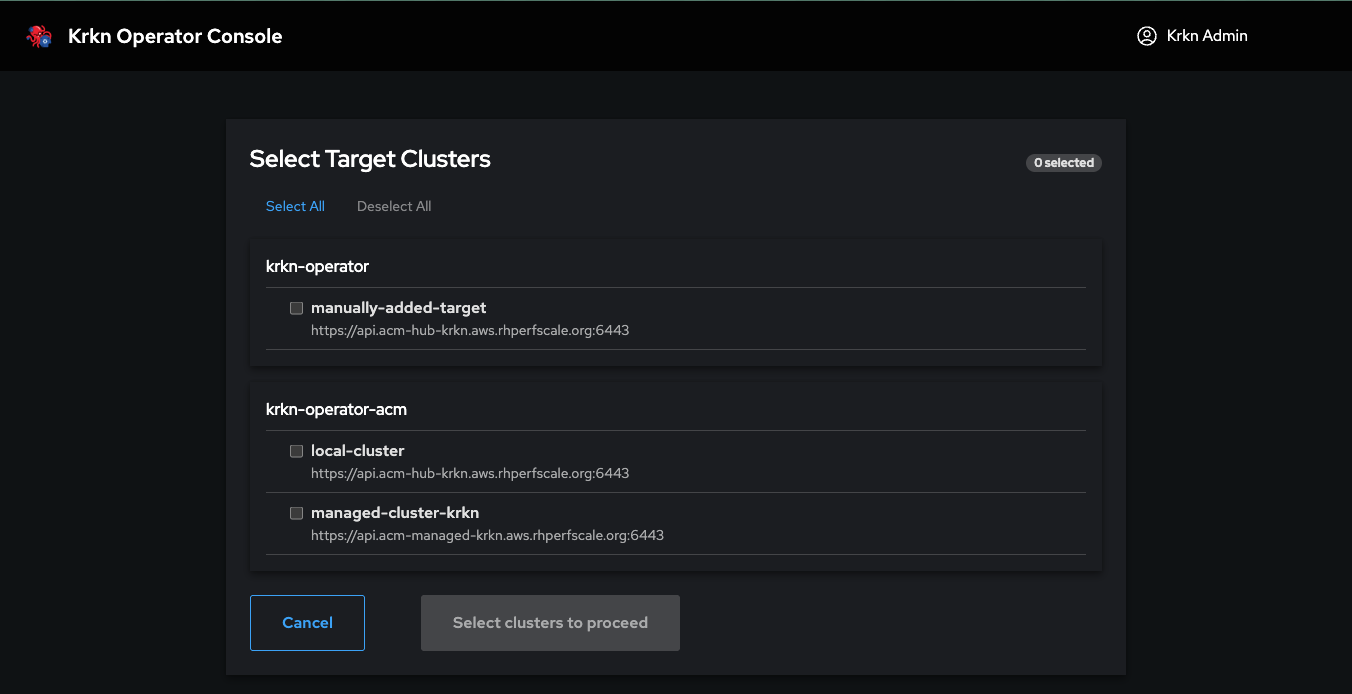 Select Target Clusters